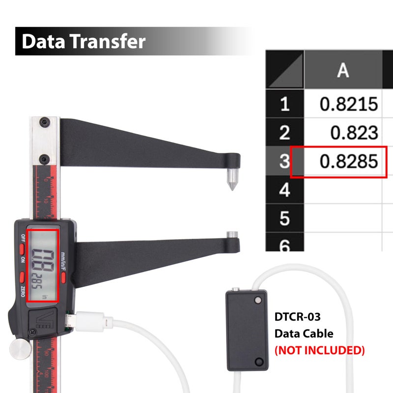 VINCA Digital Rotor Gauge, DRGA-0605 0-6 Inch/150mm, Inch/Metric/Fraction Conversion, Stainless Steel, Large LCD Screen - Image 4
